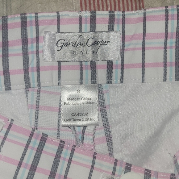Gordon Cooper Pink and Grey Plaid Check Golf Shorts Size 8 - Picture 2 of 4
